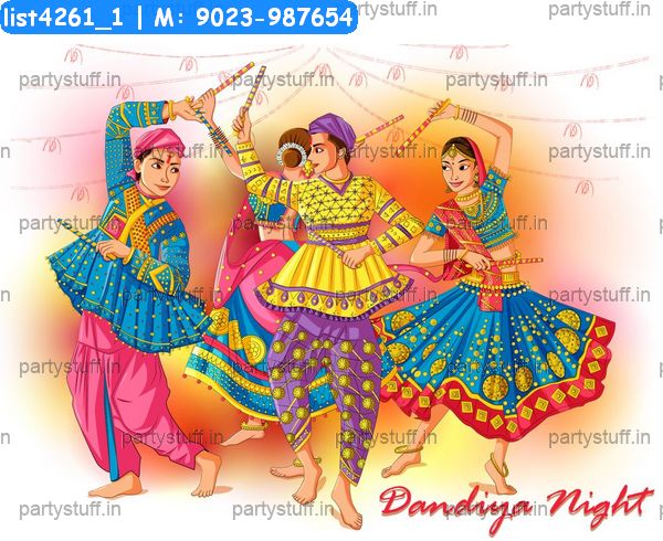 Dandiya Invitation Card 2 Cards in Dandiya theme