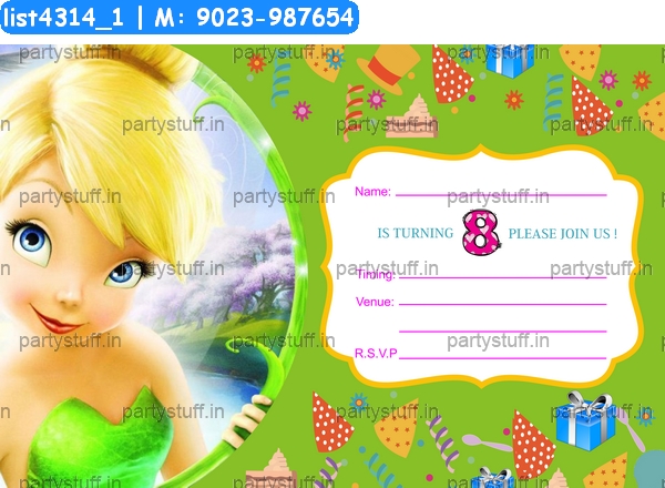 Tinkerbell 8 years invitation card