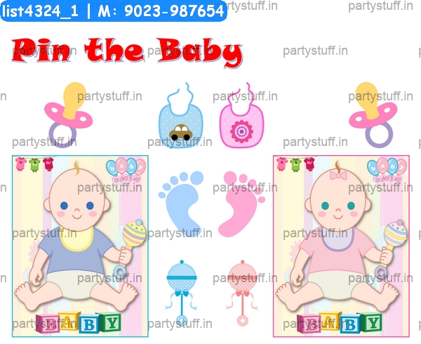 baby shower pin the dummy game activity cards in baby shower theme