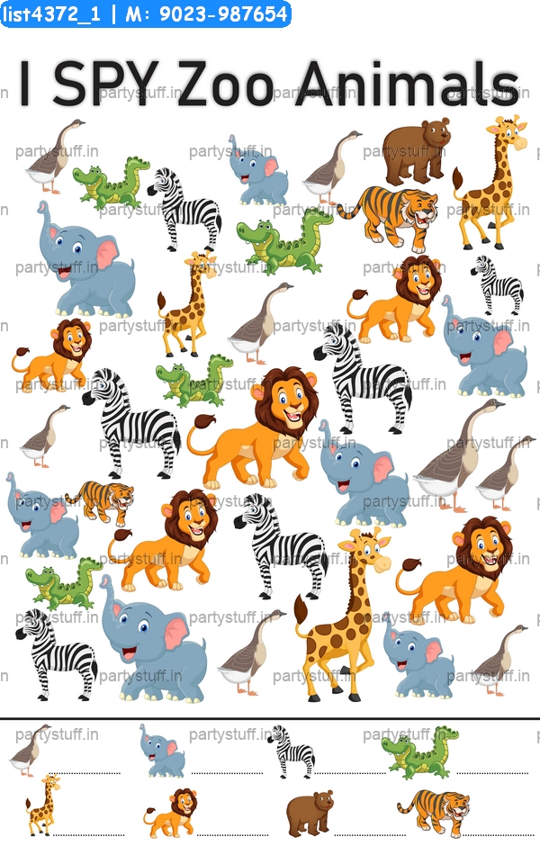 Zoo animals count Paper Games in Animal theme