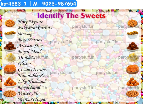 Identify Sweets