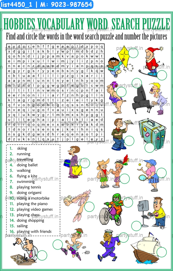 Hobbies Vocabulary Word Search 2