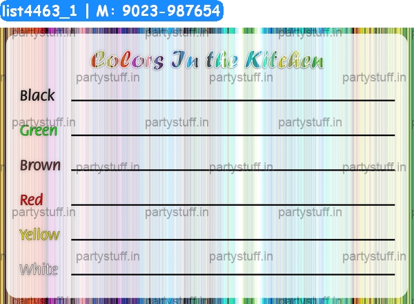 Name Items with Colors in Kitchen