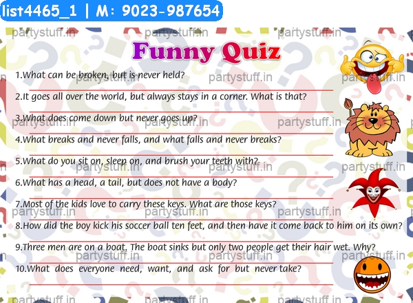Funny Quiz Paper Games in Funny theme - Designs - PartyStuff