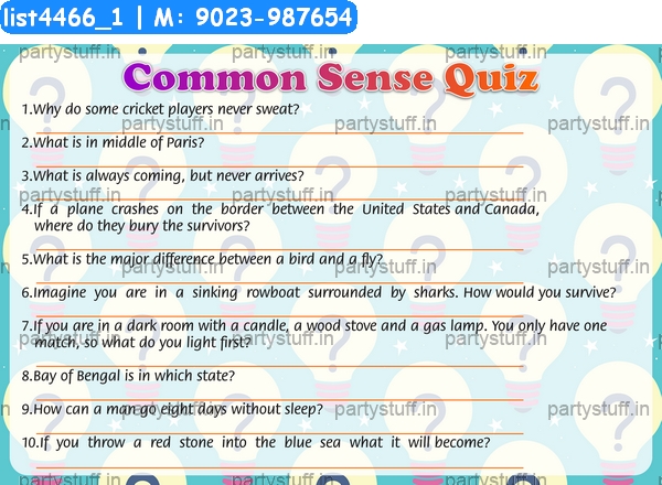 Common Sense Quiz