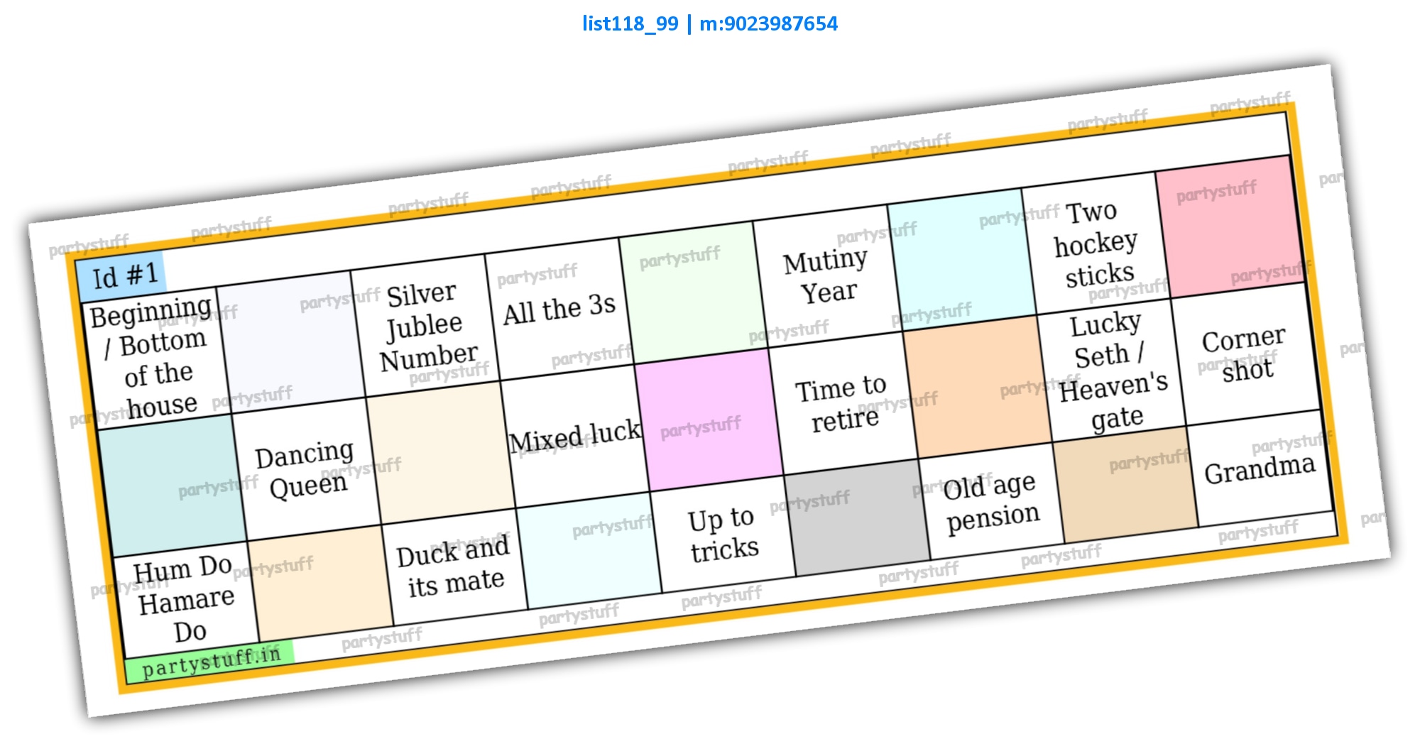 Number Nicknames | PDF list118_99 PDF Tambola Housie