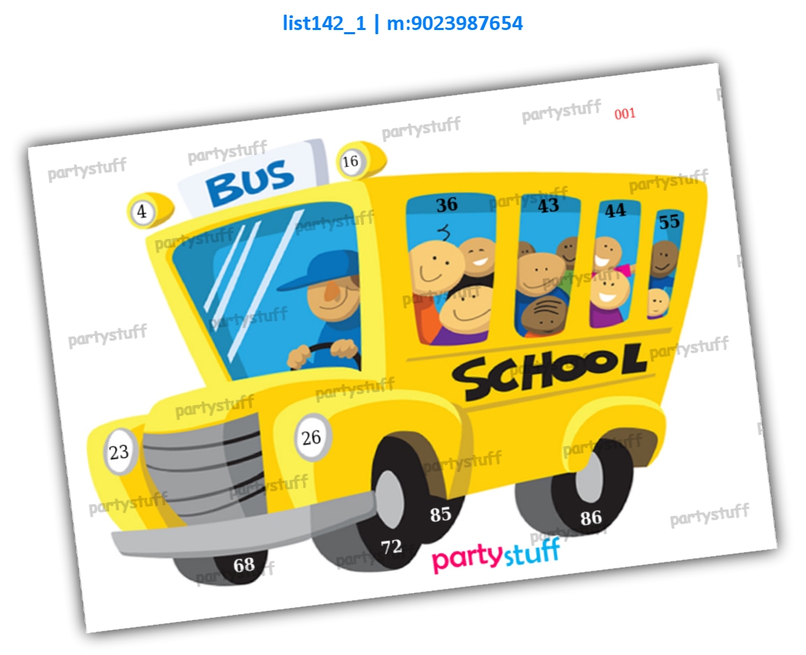 Back to School bus kukuba 1 | PDF list142_1 PDF Tambola Housie