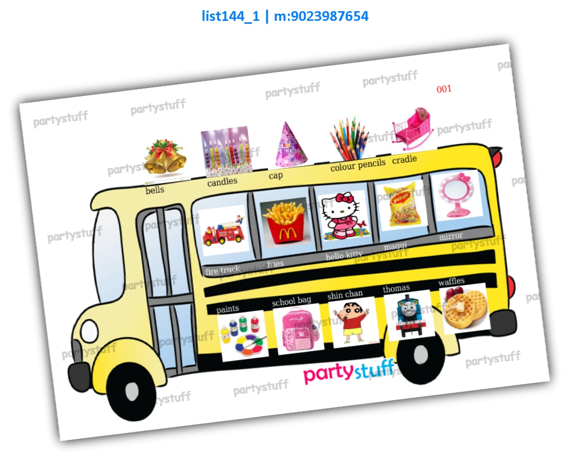 Back to School bus kids | PDF list144_1 PDF Tambola Housie