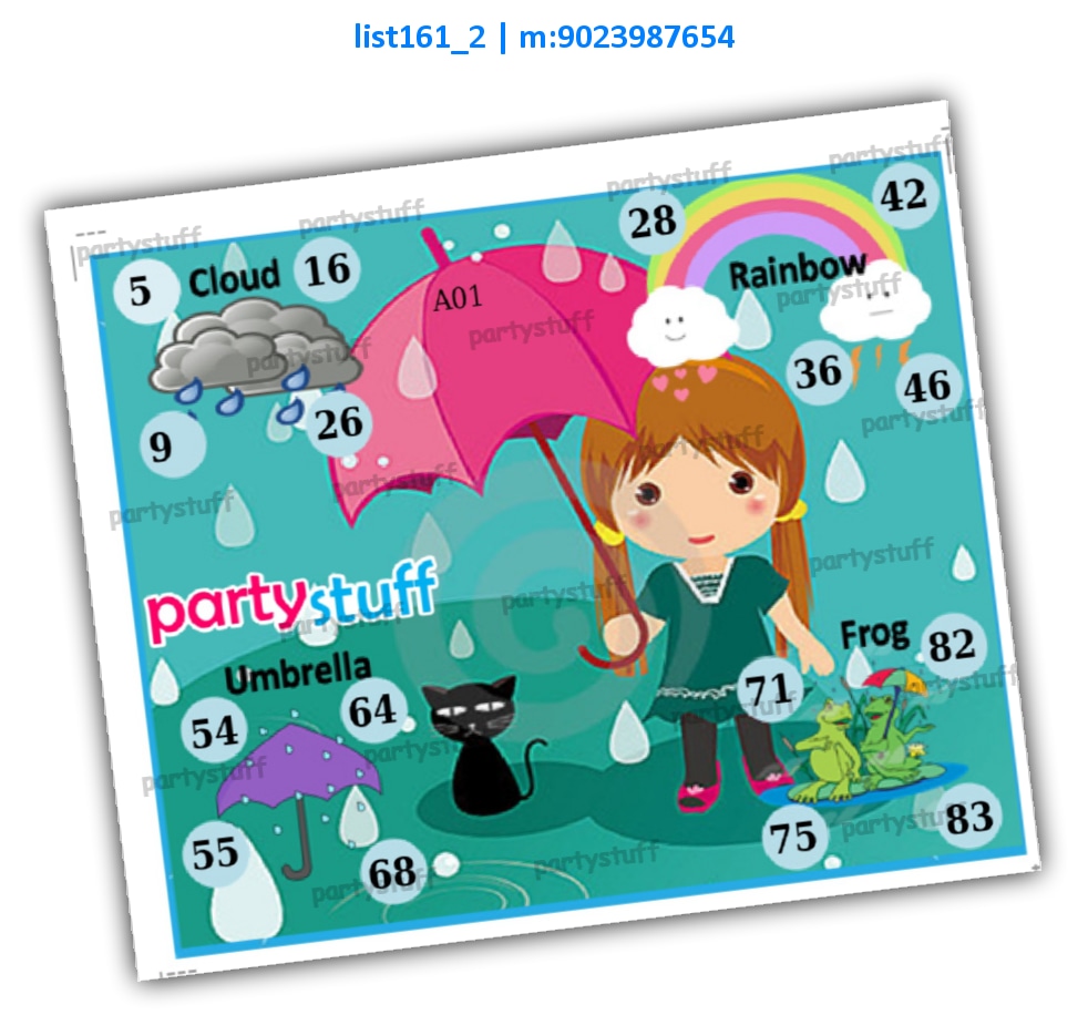 Rain kukuba 1 | Printed list161_2 Printed Tambola Housie