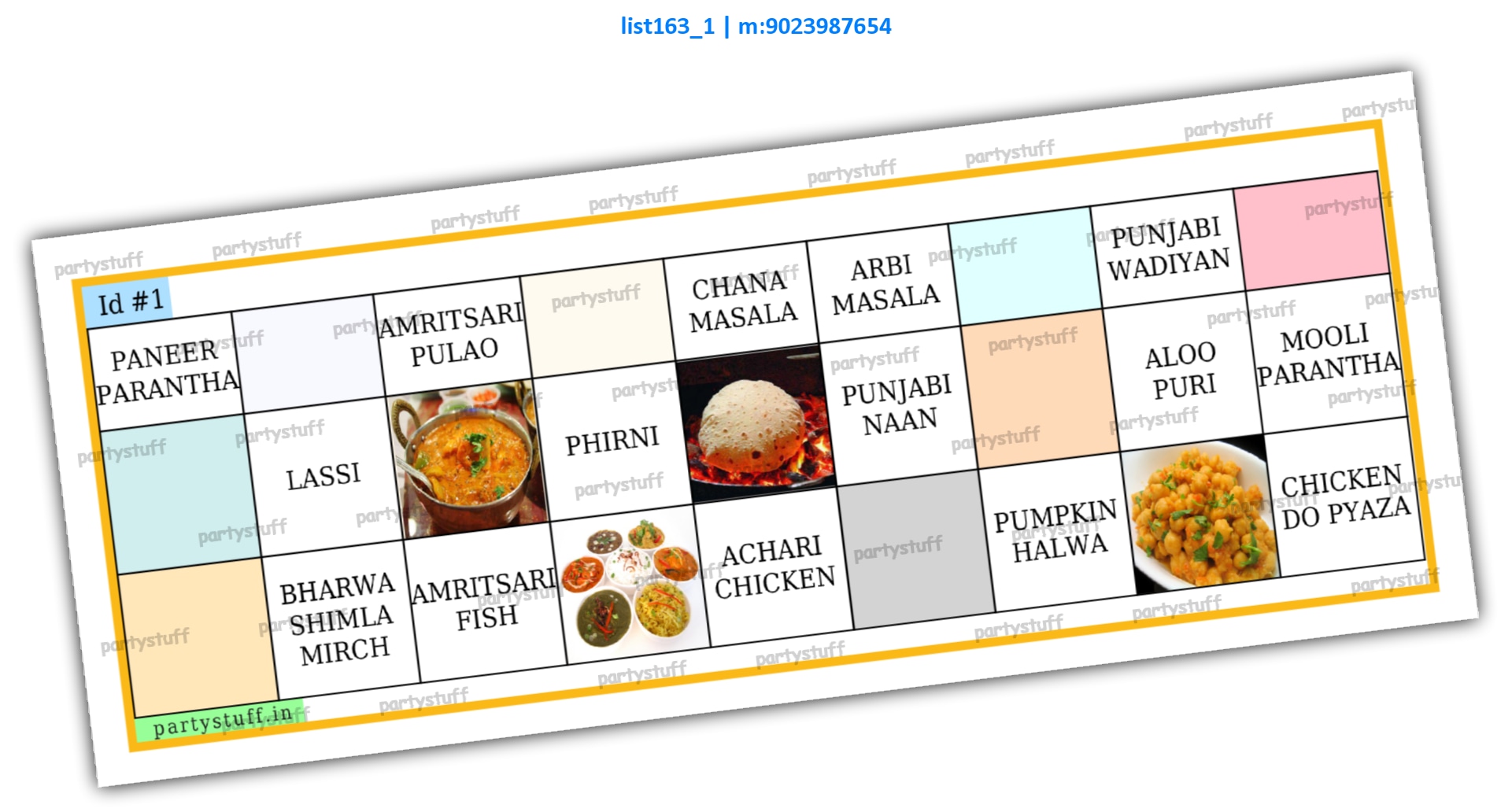 Punjabi Dishes | PDF list163_1 PDF Tambola Housie