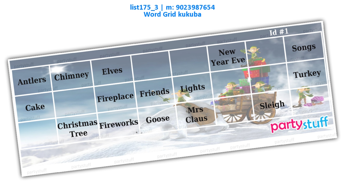 Christmas Names Colorful Background list175_3 Image Tambola Housie