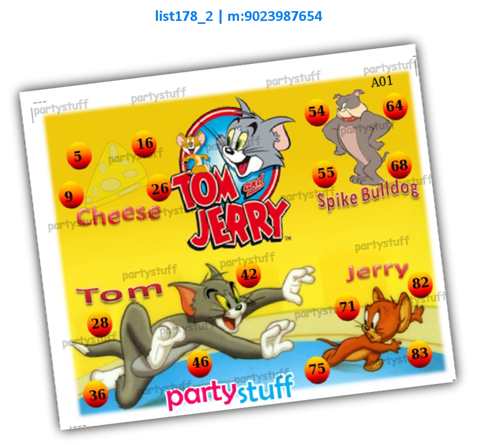 Tom and Jerry kukuba 2 | Printed list178_2 Printed Tambola Housie