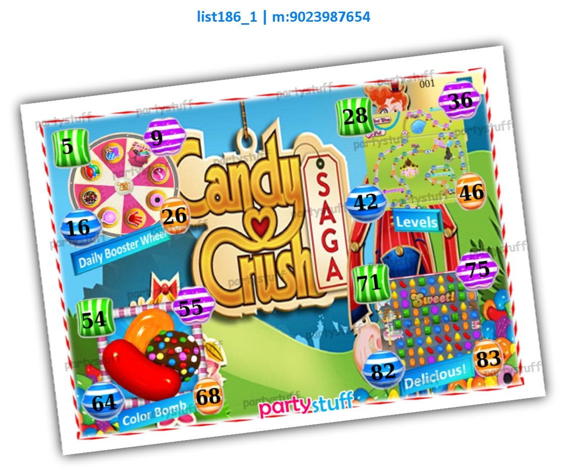 Candy Crush kukuba | PDF list186_1 PDF Tambola Housie