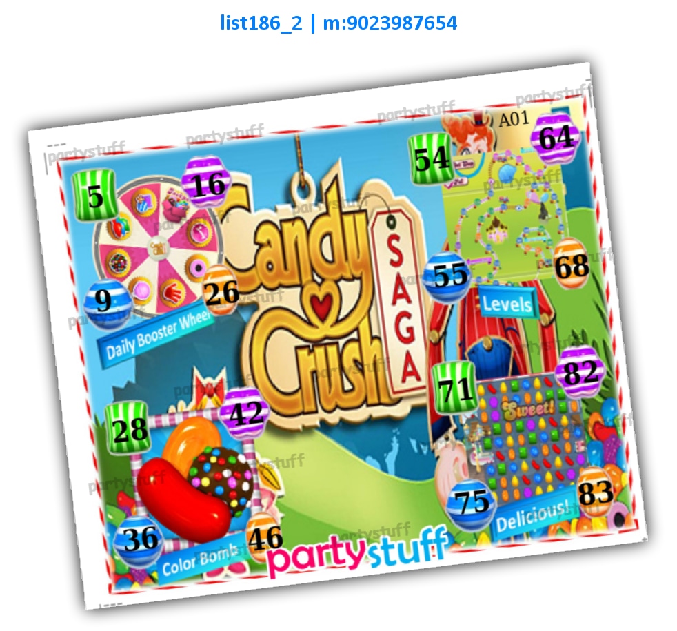 Candy Crush kukuba | Printed list186_2 Printed Tambola Housie