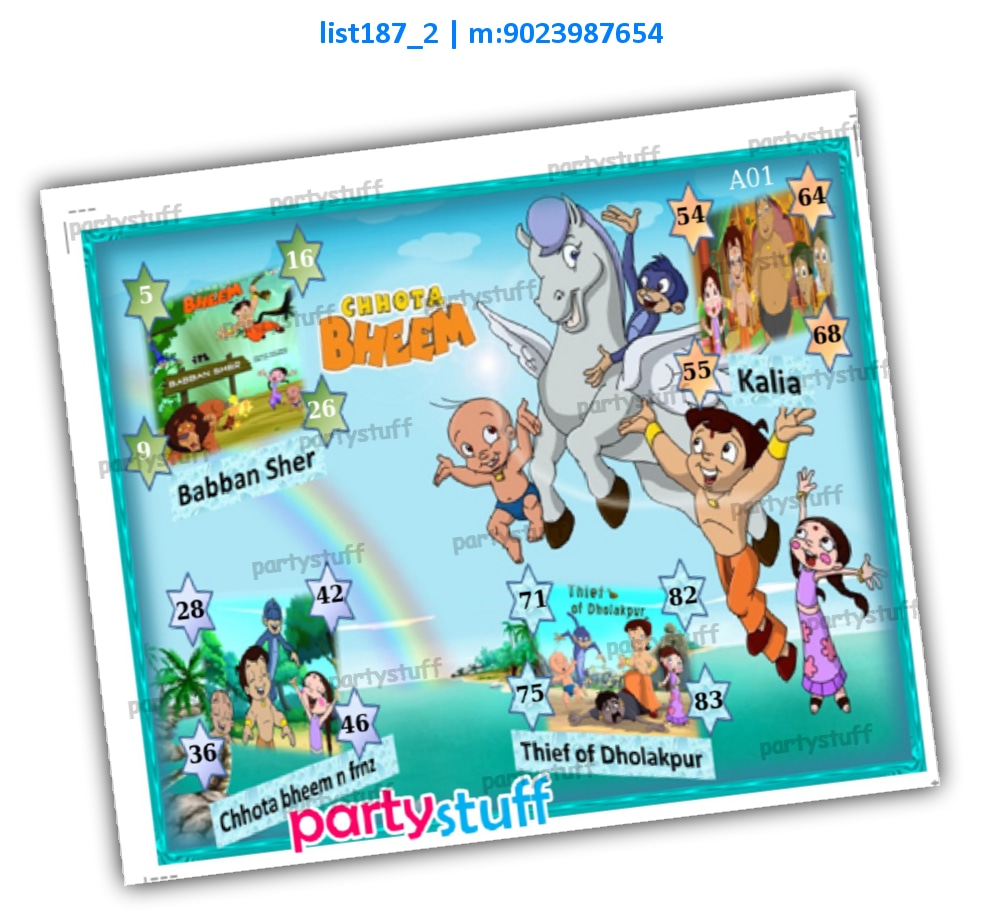 Chhota Bheem kukuba | Printed list187_2 Printed Tambola Housie