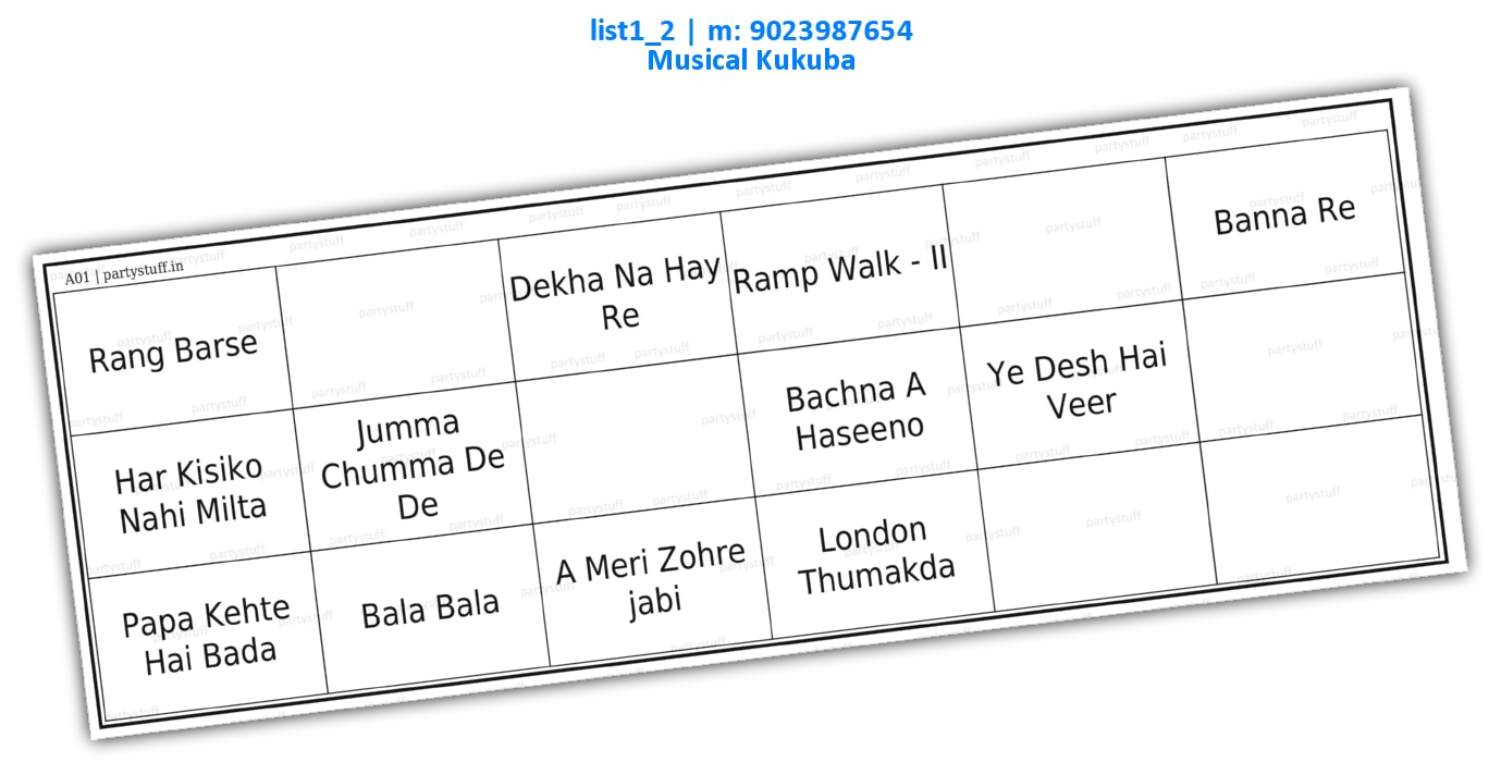 Songs in Hindi 1 | PDF list1_2 PDF Tambola Housie