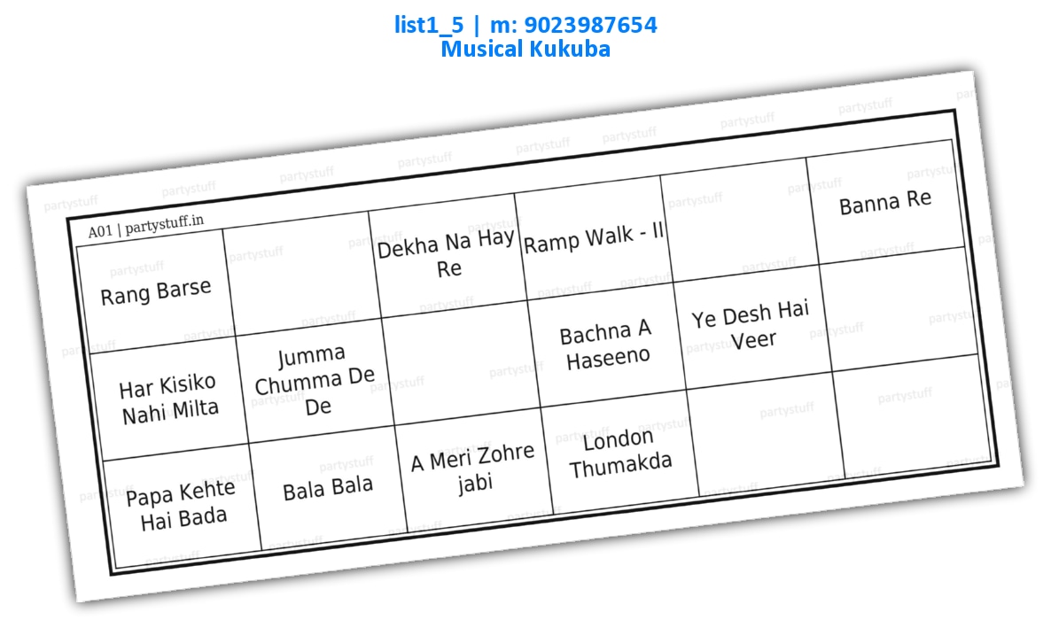 Songs in Hindi 1 | PDF list1_5 PDF Tambola Housie