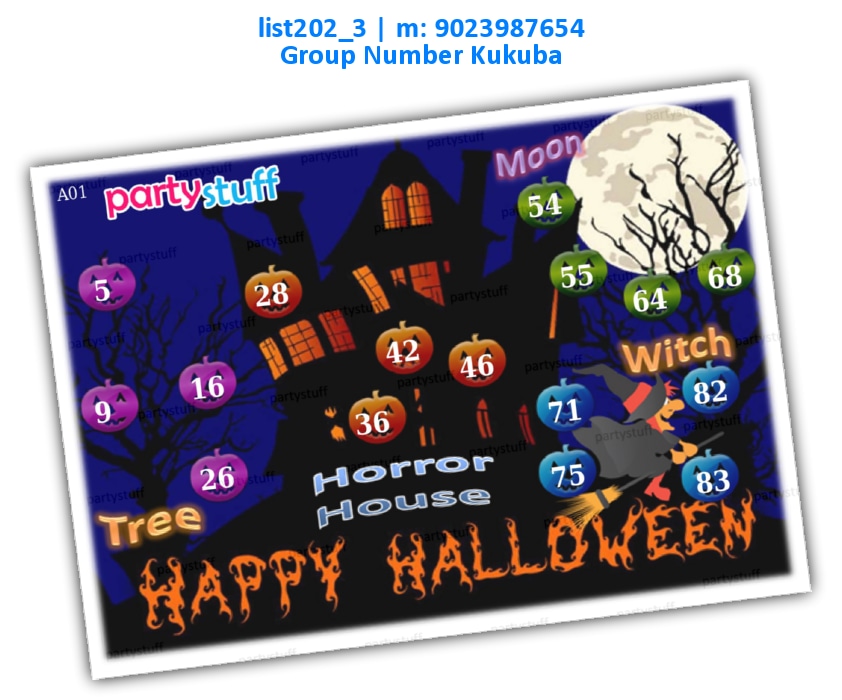 Halloween kukuba 3 | Printed list202_3 Printed Tambola Housie
