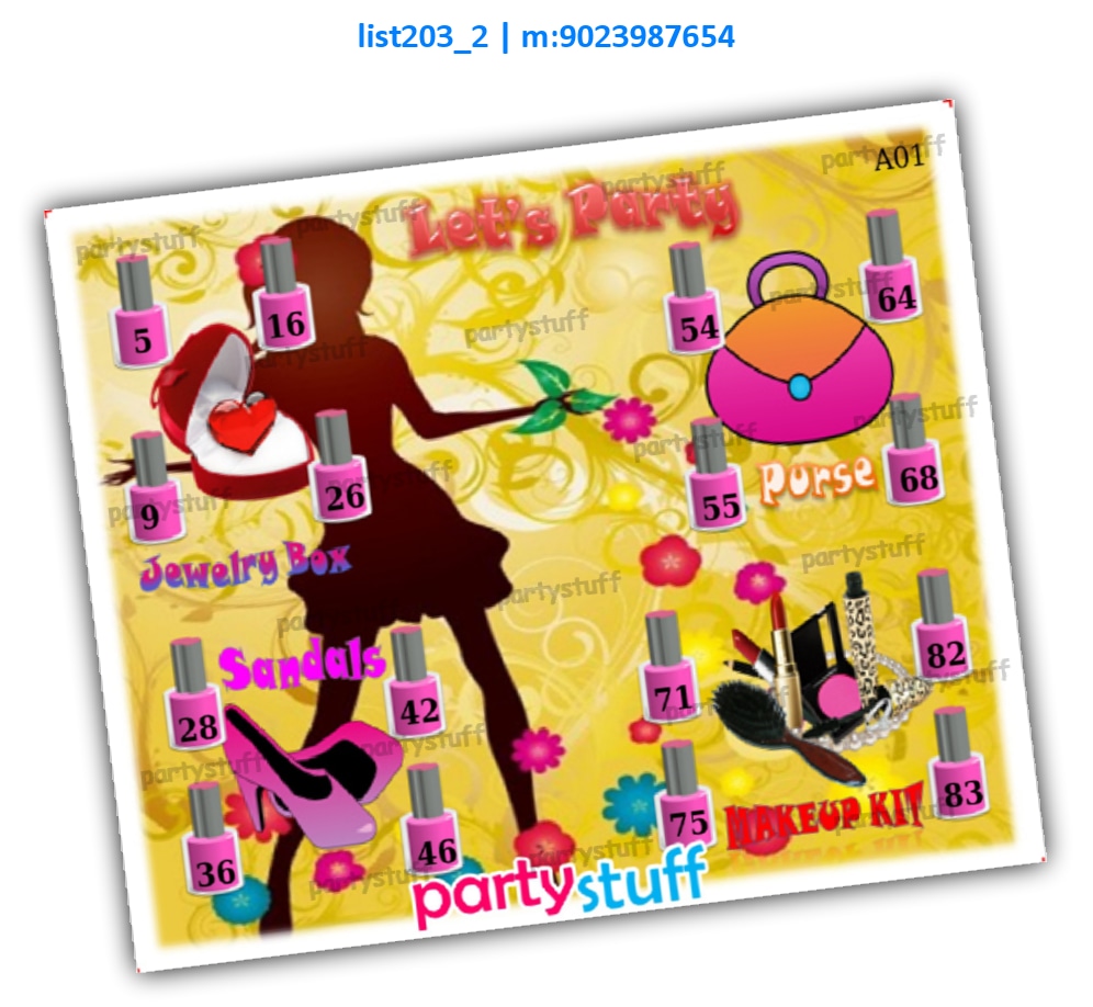 Girls Party kukuba 1 | Printed list203_2 Printed Tambola Housie