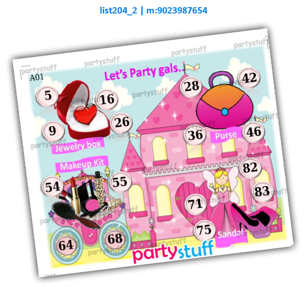 Girls Party kukuba 2 | Printed list204_2 Printed Tambola Housie