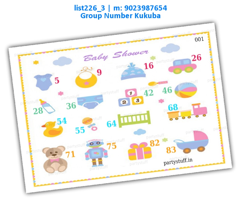 Baby Shower kukuba 11 | PDF list226_3 PDF Tambola Housie