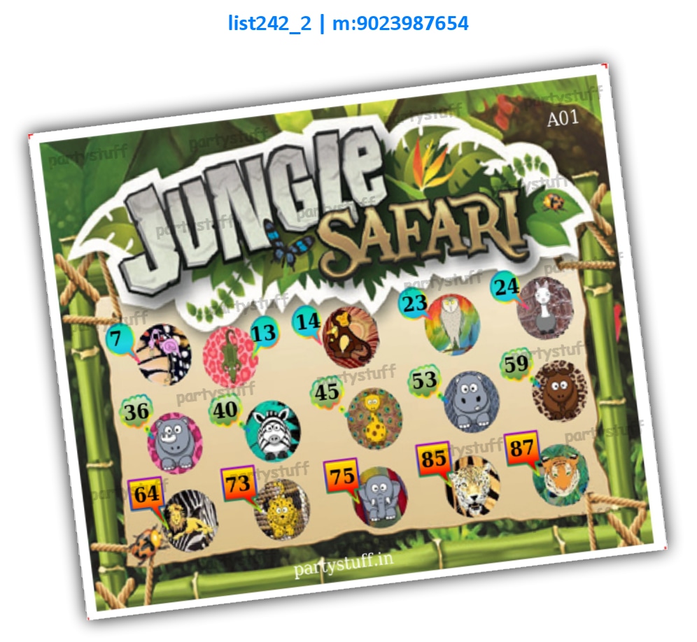 Jungle Safari kukuba 3 | Printed list242_2 Printed Tambola Housie