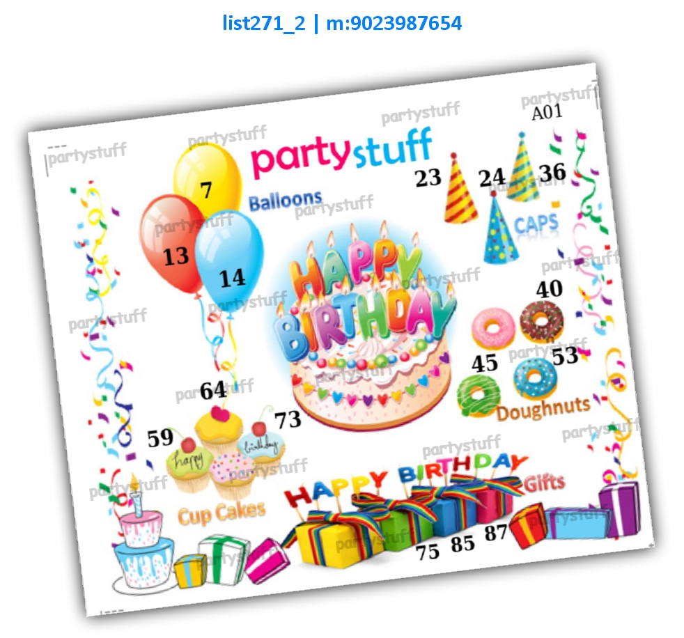 Birthday kukuba 8 | Printed list271_2 Printed Tambola Housie