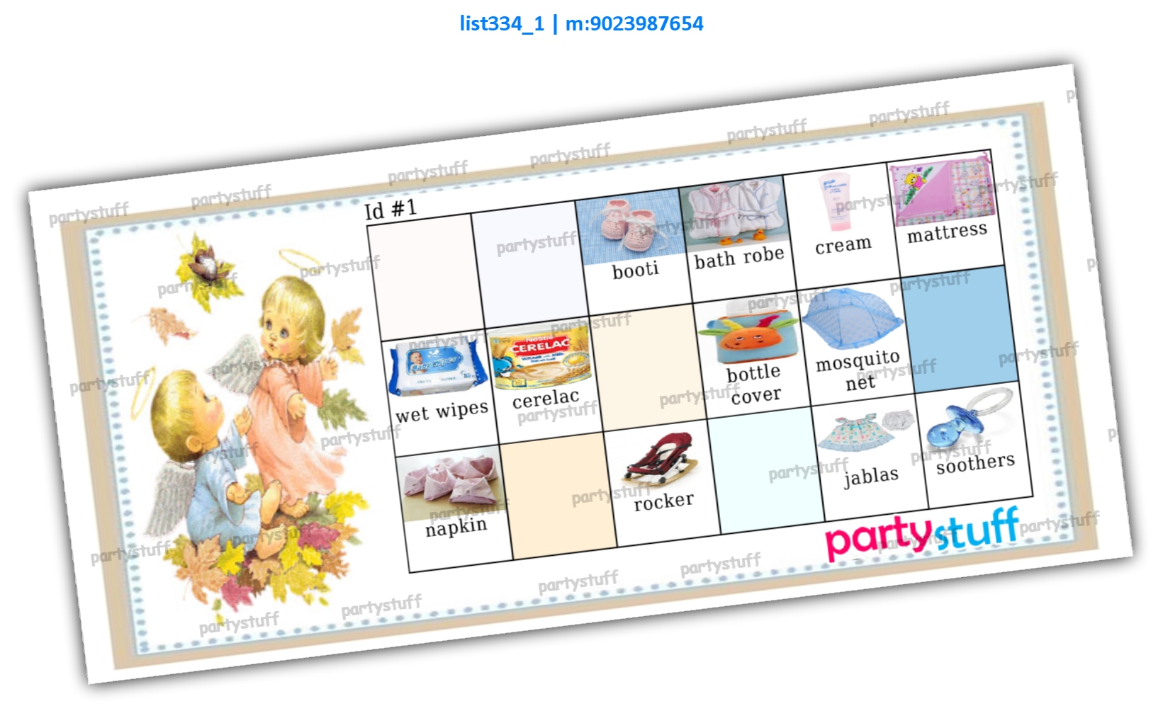 Baby Shower Items Angels | PDF list334_1 PDF Tambola Housie