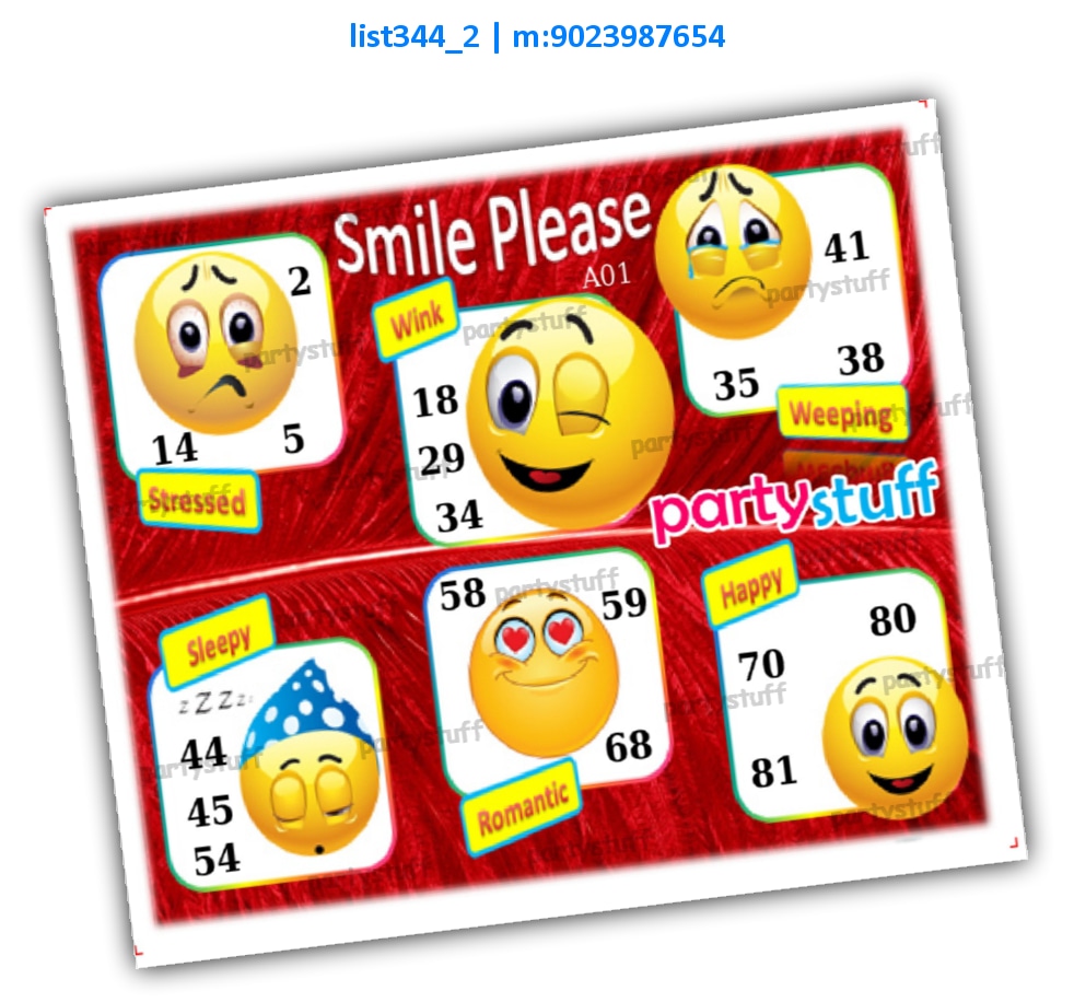 Smileys kukuba 2 | Printed list344_2 Printed Tambola Housie