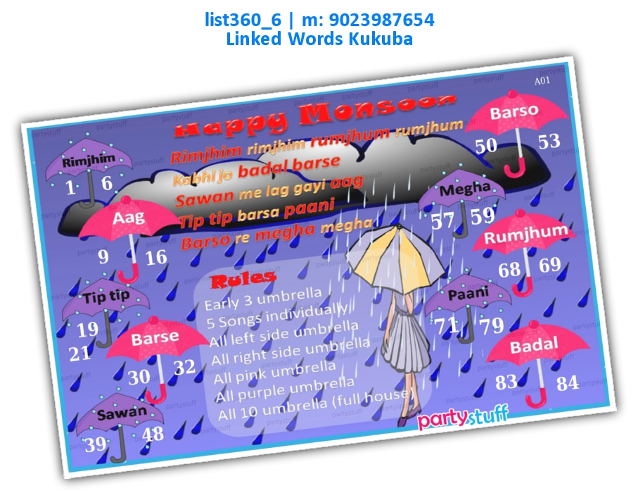 Rain Songs Strike kukuba 2 | Printed list360_6 Printed Tambola Housie