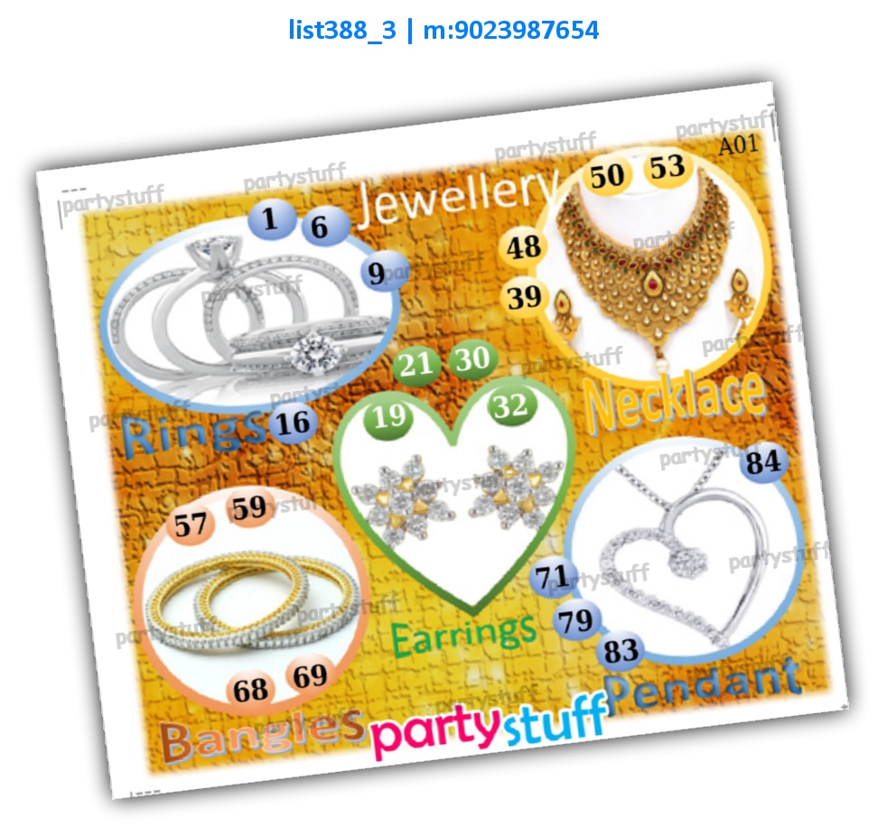 Jewellery kukuba 3 | Printed list388_3 Printed Tambola Housie