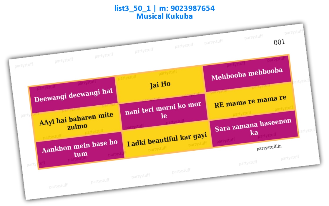Songs in Hindi 3 | PDF list3_50_1 PDF Tambola Housie