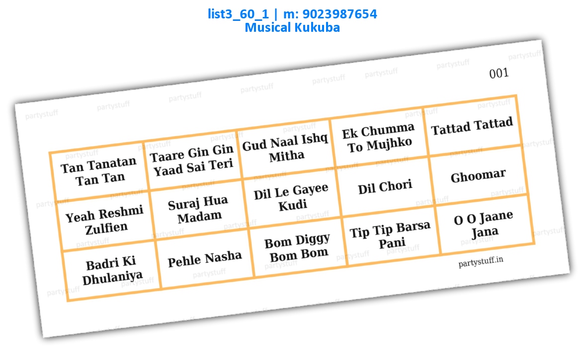 Songs in Hindi 3 | PDF list3_60_1 PDF Tambola Housie