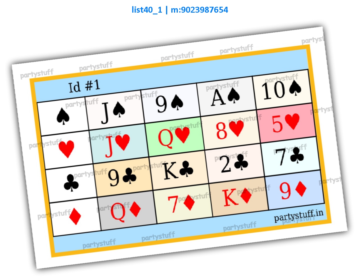 Playing Cards | PDF list40_1 PDF Tambola Housie