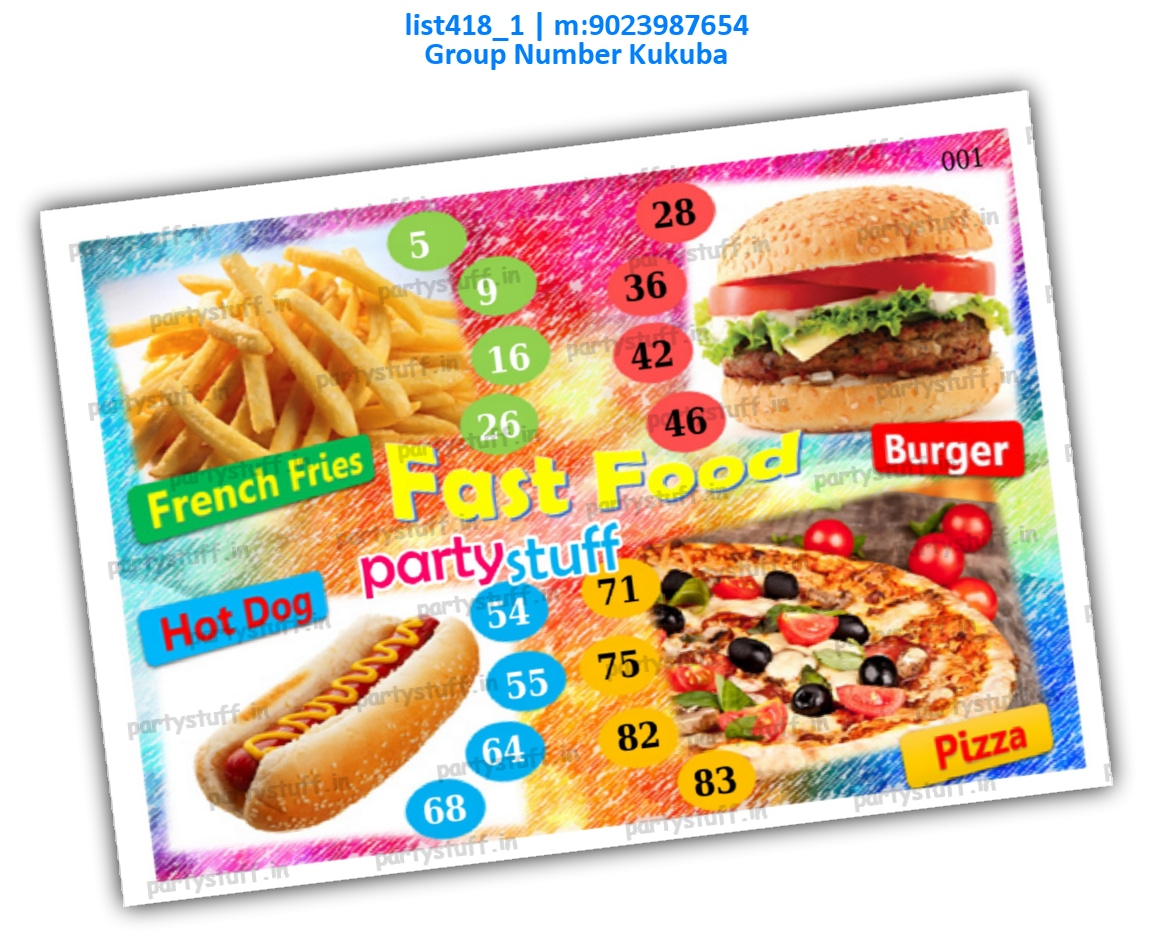 Fast Food kukuba 6 | PDF list418_1 PDF Tambola Housie