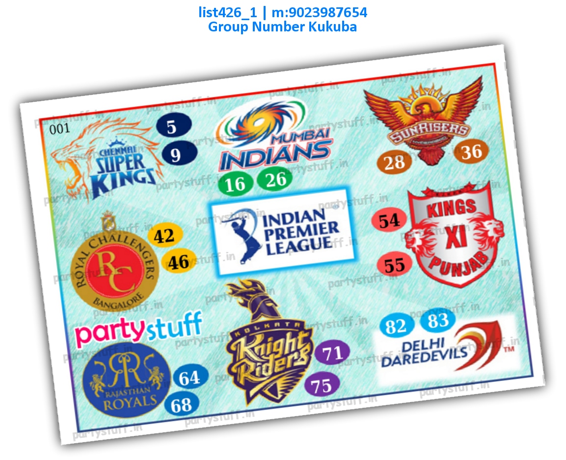 IPL Cricket kukuba 5 | PDF list426_1 PDF Tambola Housie