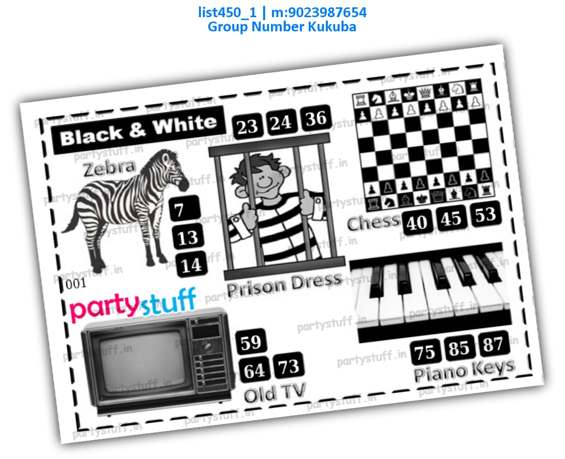 Black White kukuba 2 | PDF list450_1 PDF Tambola Housie