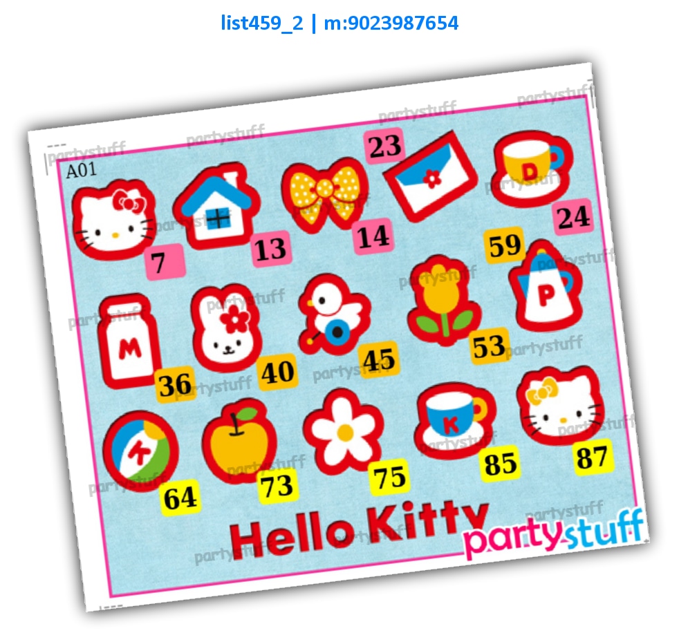 Hello Kitty kukuba 2 | Printed list459_2 Printed Tambola Housie