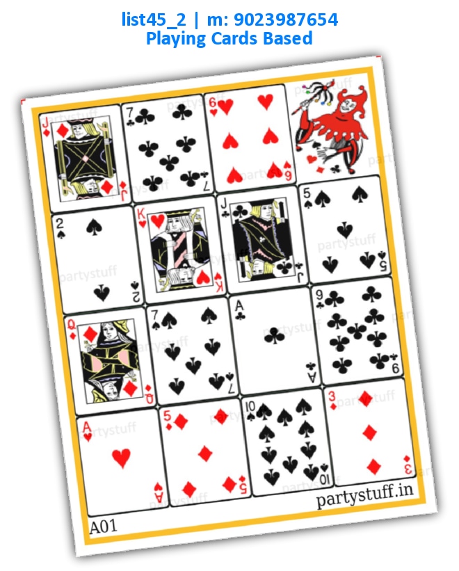 Playing Cards Joker Vertical Images Big Random | Printed list45_2 Printed Tambola Housie