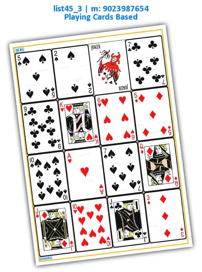 Playing Cards Joker Vertical Images Big Random list45_3 PDF Tambola Housie