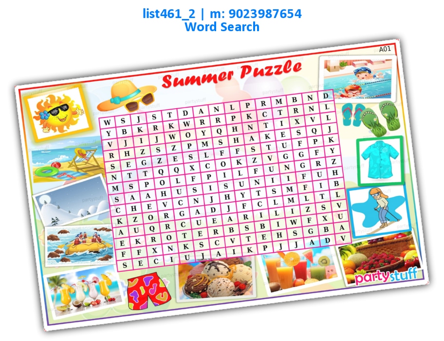 Summer Word Puzzle 1 | Printed list461_2 Printed Paper Games