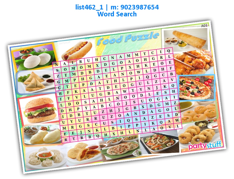 Food Word Puzzle 1 | Printed list462_1 Printed Paper Games