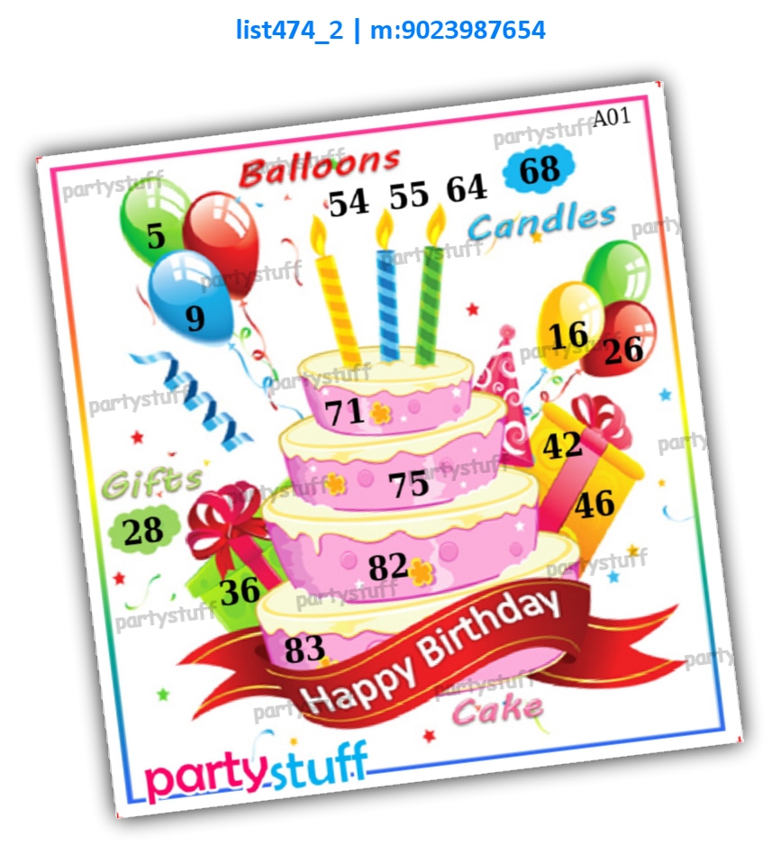 Birthday kukuba 15 | Printed list474_2 Printed Tambola Housie