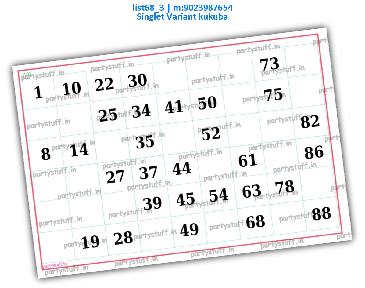 90 - 9x6 - 30 Cues | PDF list68_3 PDF Tambola Housie