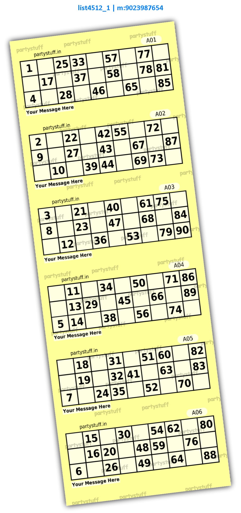 Classic Tambola Tickets with Name | Printed list4512_1 Printed Tambola Housie