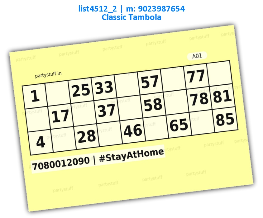 Classic Tambola Tickets with Name list4512_2 PDF Tambola Housie