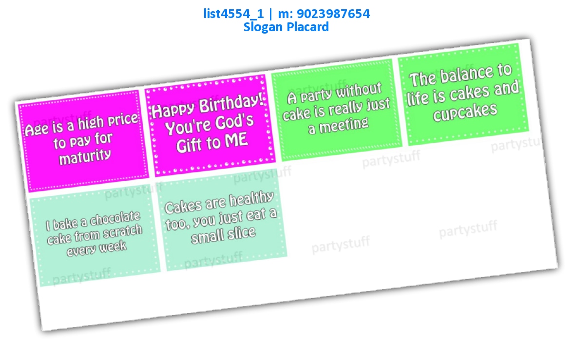 Birthday cake Slogans 2 | Printed list4554_1 Printed Props