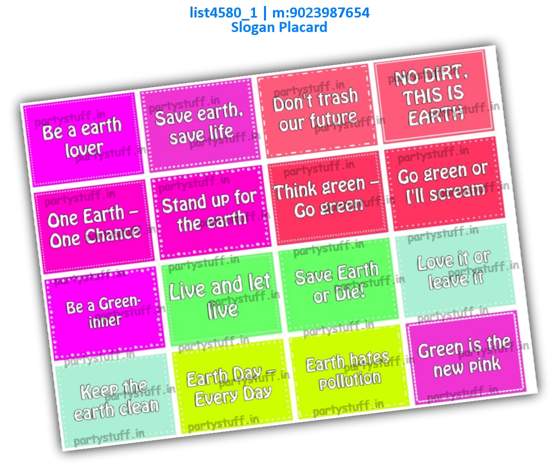 Earth Slogans list4580_1 Printed Props