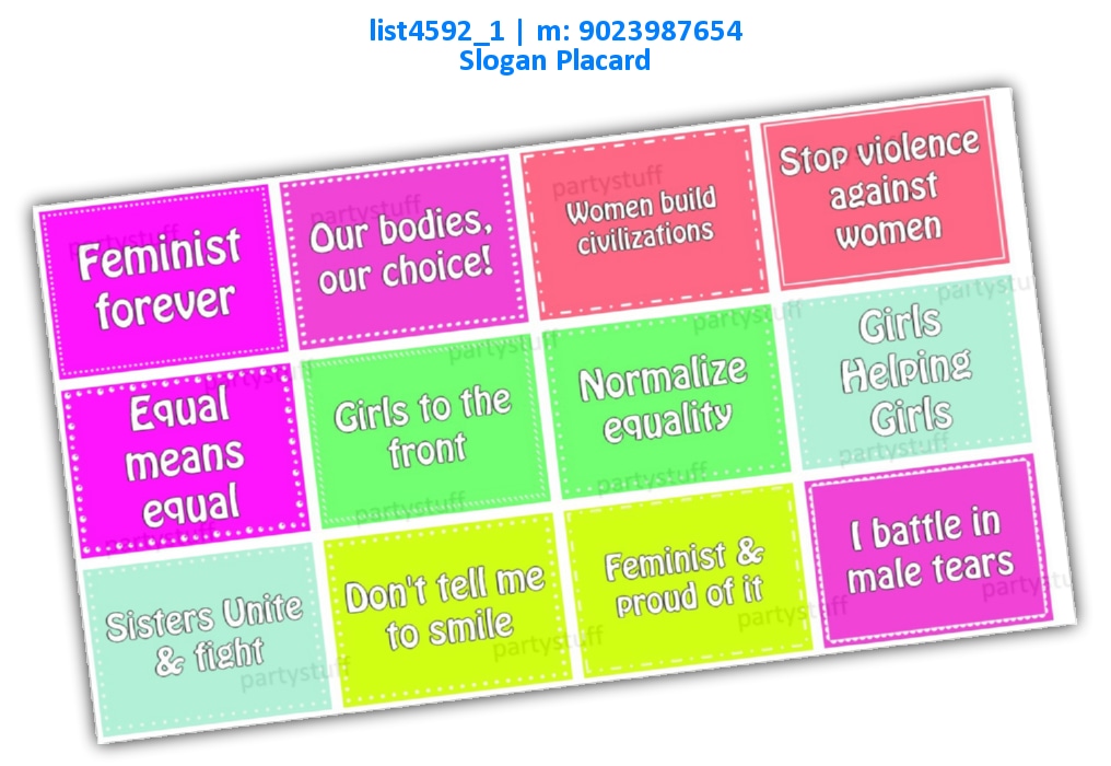 Feminist short Slogans list4592_1 Printed Props