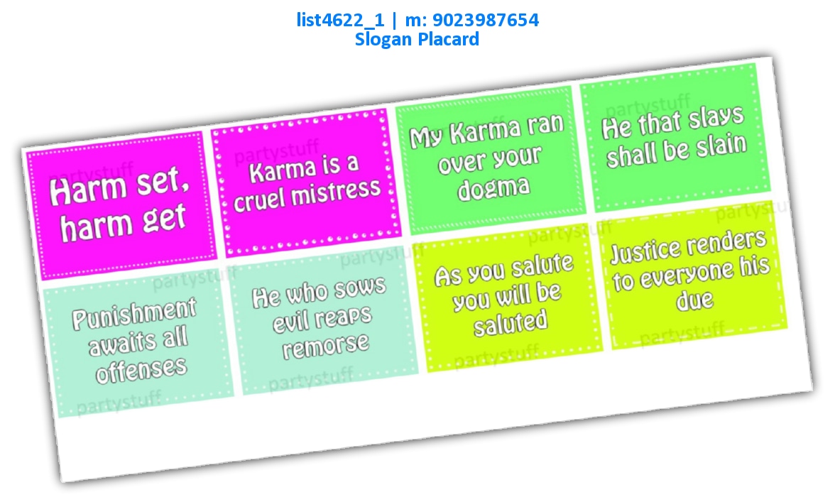 Karma Slogans | Printed list4622_1 Printed Props